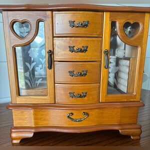 Elegant Brown Wooden Jewelry Organizer